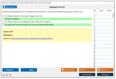 Salesforce Certified-B2C-Commerce-Developer Salesforce Certified B2C Commerce Developer Practice test exam simulator test engine exam Prep practice test questions answers Image 6