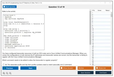 Cisco 300-075 Implementing Cisco IP Telephony &amp; Video, Part 2 v1.0 Practice test exam simulator test engine exam Prep practice test questions answers Image 13