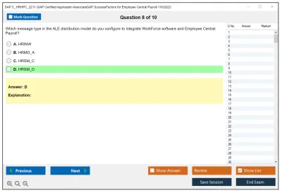 SAP C_HRHPC_2211 SAP Certified Application AssociateSAP SuccessFactors for Employee Central Payroll 1H/2022 Practice test exam simulator test engine exam Prep practice test questions answers Image 8