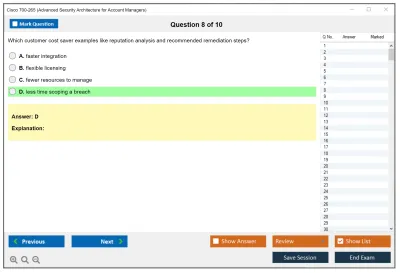 Cisco 700-265 Advanced Security Architecture for Account Managers Practice test exam simulator test engine exam Prep practice test questions answers Image 8