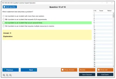 HDI HD0-400 HDI Qualified Customer Support Specialist Practice test exam simulator test engine exam Prep practice test questions answers Image 10