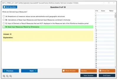 SAP C_THR96_2211 SAP Certified Application AssociateSAP SuccessFactors Workforce Analytics Technical Consultant 1H/2022 Practice test exam simulator test engine exam Prep practice test questions answers Image 9