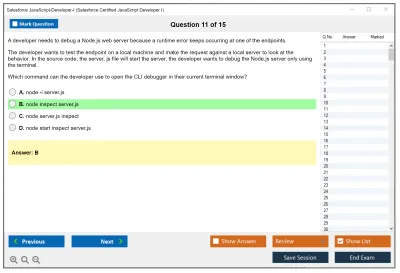 Salesforce JavaScript-Developer-I Salesforce Certified JavaScript Developer I Practice test exam simulator test engine exam Prep practice test questions answers Image 11