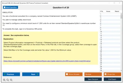 Microsoft MB-330 Microsoft Dynamics 365 Supply Chain Management Practice test exam simulator test engine exam Prep practice test questions answers Image 6