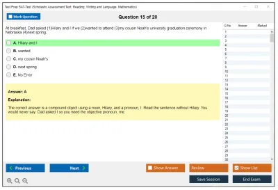 Test Prep SAT-Test Scholastic Assessment Test: Reading, Writing and Language, Mathematics Practice test exam simulator test engine exam Prep practice test questions answers Image 15