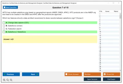 Salesforce Certified-Data-Architecture-and-Management-Designer Certified Data Architecture and Management Designer Practice test exam simulator test engine exam Prep practice test questions answers Image 7