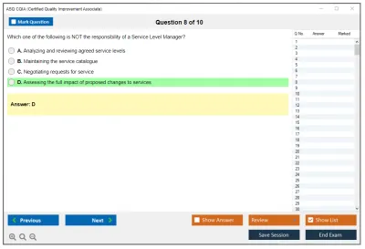 ASQ CQIA Certified Quality Improvement Associate Practice test exam simulator test engine exam Prep practice test questions answers Image 8