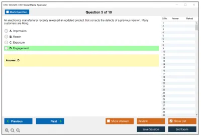CIW 1D0-623 Social Media Strategist Practice test exam simulator test engine exam Prep practice test questions answers Image 5