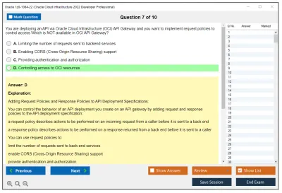 Oracle 1z0-1084-22 Oracle Cloud Infrastructure 2022 Developer Professional Practice test exam simulator test engine exam Prep practice test questions answers Image 7