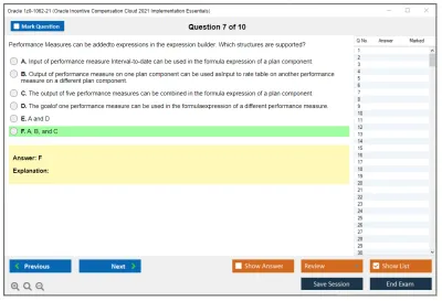Oracle 1z0-1062-21 Oracle Incentive Compensation Cloud 2021 Implementation Essentials Practice test exam simulator test engine exam Prep practice test questions answers Image 7