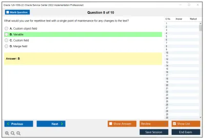 Oracle 1z0-1038-22 Oracle Service Center 2022 Implementation Professional Practice test exam simulator test engine exam Prep practice test questions answers Image 8