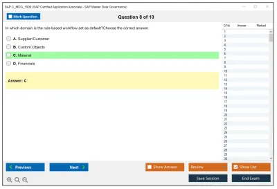 SAP C_MDG_1909 SAP Certified Associate - SAP Master Data Governance Practice test exam simulator test engine exam Prep practice test questions answers Image 8
