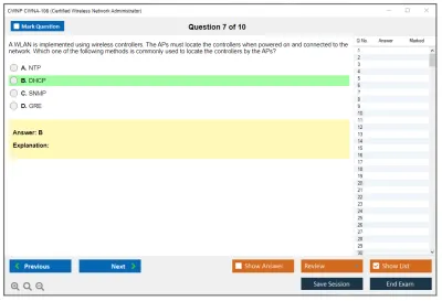 CWNP CWNA-108 Certified Wireless Network Administrator Practice test exam simulator test engine exam Prep practice test questions answers Image 7