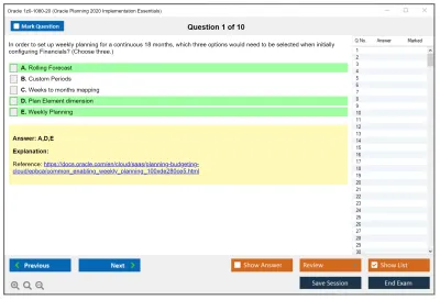 Oracle 1z0-1080-20 Oracle Planning 2020 Implementation Essentials Practice test exam simulator test engine exam Prep practice test questions answers Image 1