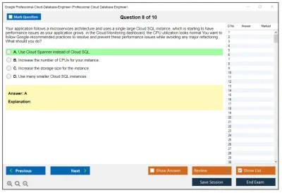 Google Professional-Cloud-Database-Engineer Google Cloud Certified - Professional Cloud Database Engineer Practice test exam simulator test engine exam Prep practice test questions answers Image 8