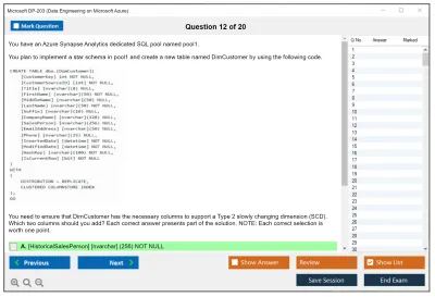 Microsoft DP-203 Data Engineering on Microsoft Azure Practice test exam simulator test engine exam Prep practice test questions answers Image 12