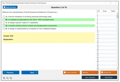 Cisco 700-302 Advanced Borderless Network Architecture Field Engineer Practice test exam simulator test engine exam Prep practice test questions answers Image 2