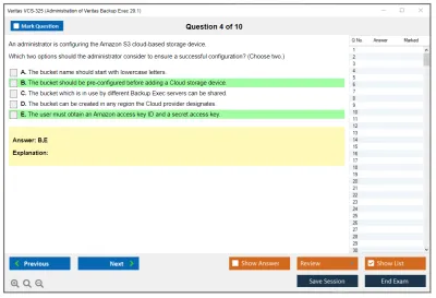 Veritas VCS-325 Administration of Veritas Backup Exec 20.1 Practice test exam simulator test engine exam Prep practice test questions answers Image 4