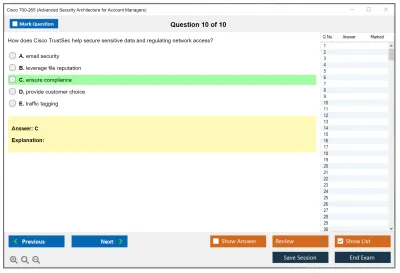Cisco 700-265 Advanced Security Architecture for Account Managers Practice test exam simulator test engine exam Prep practice test questions answers Image 10