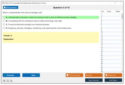 EMC DEA-2TT4 Associate - Cloud Infrastructure and Services v4 Exam Practice test exam simulator test engine exam Prep practice test questions answers Image 5