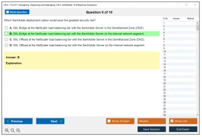 Citrix 1Y0-371 Designing, Deploying and Managing Citrix XenMobile 10 Enterprise Solutions Practice test exam simulator test engine exam Prep practice test questions answers Image 9