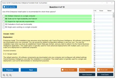 Oracle 1z0-591 Oracle Business Intelligence Foundation Suite 11g Essentials Practice test exam simulator test engine exam Prep practice test questions answers Image 4