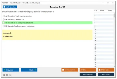 ACSM 040-444 ACSM Registered Clinical Exercise Physiologist Practice test exam simulator test engine exam Prep practice test questions answers Image 9