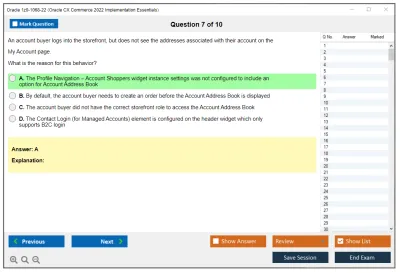 Oracle 1z0-1068-22 Oracle CX Commerce 2022 Implementation Essentials Practice test exam simulator test engine exam Prep practice test questions answers Image 7