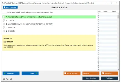 Test Prep CLEP-Business CLEP Business: Financial Accounting, Business Law, Information Systems & Computer Applications, Management, Marketing Practice test exam simulator test engine exam Prep practice test questions answers Image 8