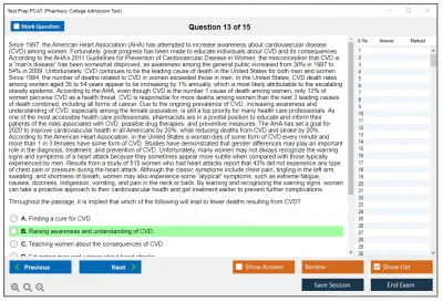 Test Prep PCAT Pharmacy College Admission Test Practice test exam simulator test engine exam Prep practice test questions answers Image 13
