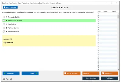 Salesforce Manufacturing-Cloud-Professional Manufacturing Cloud Accredited Professional Practice test exam simulator test engine exam Prep practice test questions answers Image 10