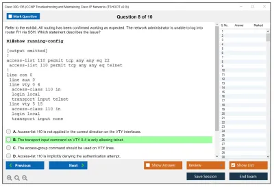 Cisco 300-135 CCNP Troubleshooting and Maintaining Cisco IP Networks (TSHOOT v2.0) Practice test exam simulator test engine exam Prep practice test questions answers Image 8