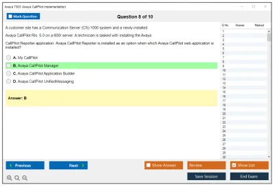 Avaya 7303 Avaya CallPilot Implementation Practice test exam simulator test engine exam Prep practice test questions answers Image 8