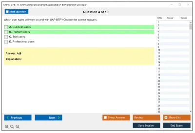 SAP C_CPE_16 SAP Certified Associate - Backend Developer - SAP Cloud Application Programming Model Practice test exam simulator test engine exam Prep practice test questions answers Image 4