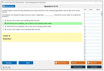 Citrix 1Y0-341 Citrix ADC Advanced Topics - Security. Management and Optimization (CCP-N) Practice test exam simulator test engine exam Prep practice test questions answers Image 9