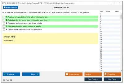 SAP C_S4CSC_2302 SAP Certified Application AssociateSAP S/4HANA Cloud (public)Supply Chain Implementation Practice test exam simulator test engine exam Prep practice test questions answers Image 4