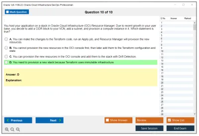 Oracle 1z0-1109-22 Oracle Cloud Infrastructure DevOps Professional Practice test exam simulator test engine exam Prep practice test questions answers Image 10