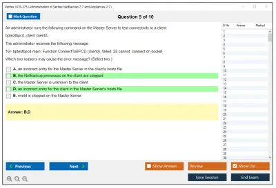 Veritas VCS-275 Administration of Veritas NetBackup 7.7 and NetBackup Appliances 2.7 Practice test exam simulator test engine exam Prep practice test questions answers Image 5