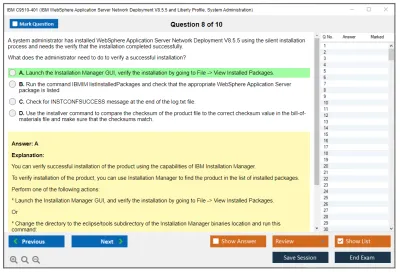 IBM C9510-401 D Application Server Network Deployment V8.5.5 and Liberty Profile System Administration Practice test exam simulator test engine exam Prep practice test questions answers Image 8