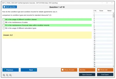 SAP C_TS460_1909 SAP Certified Application Associate - SAP S/4HANA Sales 1909 Upskilling Practice test exam simulator test engine exam Prep practice test questions answers Image 1