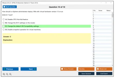 VMware 2V0-21.19PSE Professional vSphere 6.7 Exam 2019 Practice test exam simulator test engine exam Prep practice test questions answers Image 10