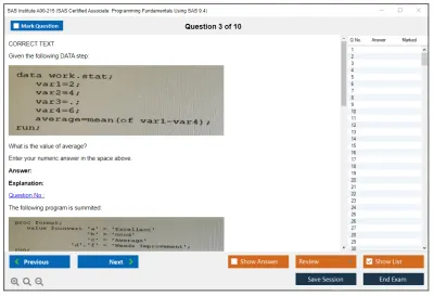 SAS Institute A00-215 SAS Certified Associate: Programming Fundamentals Using SAS 9.4 Practice test exam simulator test engine exam Prep practice test questions answers Image 3