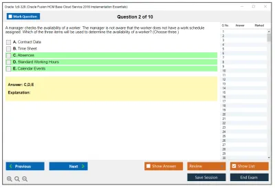 Oracle 1z0-329 Oracle Fusion HCM Base Cloud Service 2016 Implementation Essentials Practice test exam simulator test engine exam Prep practice test questions answers Image 2
