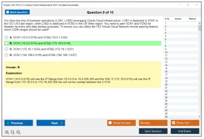 Oracle 1z0-1072-21 Oracle Cloud Infrastructure 2021 Architect Associate Practice test exam simulator test engine exam Prep practice test questions answers Image 9