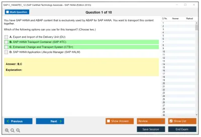 SAP C_HANATEC_12 SAP Certified Technology Associate - SAP HANA (Edition 2016) Practice test exam simulator test engine exam Prep practice test questions answers Image 1
