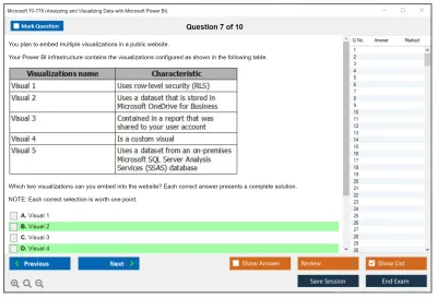 Microsoft 70-778 Analyzing and Visualizing Data with Microsoft Power BI Practice test exam simulator test engine exam Prep practice test questions answers Image 7
