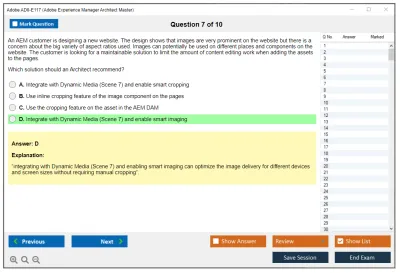 Adobe AD0-E117 Adobe Experience Manager Architect Master Practice test exam simulator test engine exam Prep practice test questions answers Image 7