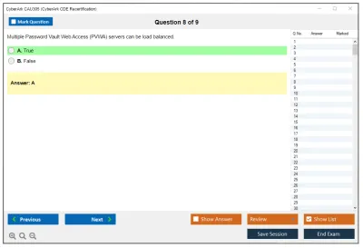 CyberArk CAU305 CyberArk CDE Recertification Practice test exam simulator test engine exam Prep practice test questions answers Image 8