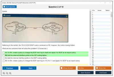 Juniper JN0-664 Service Provider Professional (JNCIP-SP) Practice test exam simulator test engine exam Prep practice test questions answers Image 2