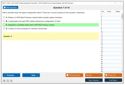 SAP C_TS4C_2018 SAP Certified Application Associate - SAP S/4HANA Cloud Implementation with SAP Activate Practice test exam simulator test engine exam Prep practice test questions answers Image 7